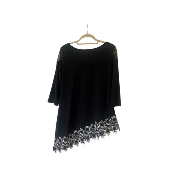 Joseph Ribkoff asymmetrical hem black with floral hem sz 10 - Picture 4 of 5